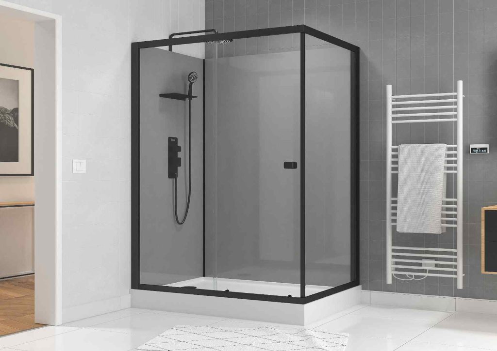 Douche moderne avec paroi en verre noir